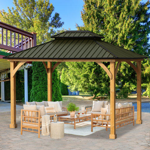 Aoodor 12 Ft. W x 11 Ft. D Solid Wood Patio Gazebo Wayfair